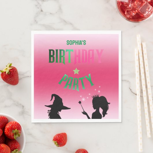 Wickedly Fun Verjaardagsfeest Groen Roze Glinda Servet (Insitu)