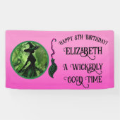 Wickedly goede heks groen en roze elke leeftijd ve spandoek (Horizontaal)