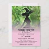 Wickedly goede heks licht roze en groene verjaarda kaart (Voorkant)