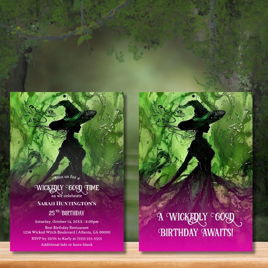 Wickedly Goede Heks Roze & Groen Elke Verjaardag Kaart