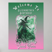 Wickedly Good Time Green Witch Verjaardag Welkom Poster (Voorkant)