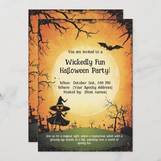 🪄Wickedly leuk Halloween feest! Kaart (Voorkant / Achterkant)