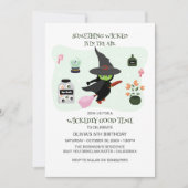 Wickedly Schattigee Green Witch verjaardagsfeestje Kaart (Voorkant)