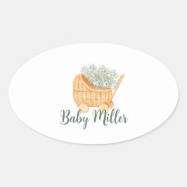 Wicker Baby Carriage Ovale Sticker