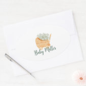Wicker Baby Carriage Ovale Sticker (Envelop)