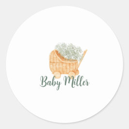 Wicker Baby Carriage Ronde Sticker