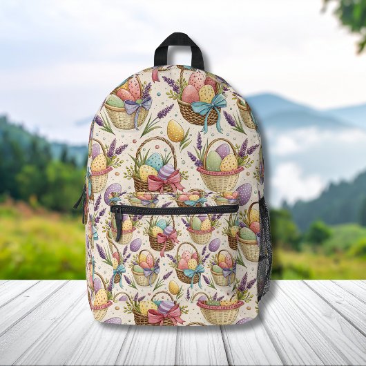 Wicker Basket Easter Eggs with Lavender Bedrukte Rugzak
