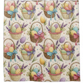Wicker Basket Easter Eggs with Lavender Douchegordijn (Voorkant)