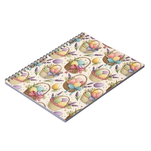 Wicker Basket Easter Eggs with Lavender Notitieboek (Linkerzijde)