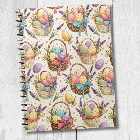 Wicker Basket Easter Eggs with Lavender Notitieboek
