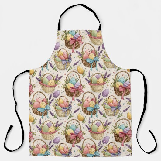 Wicker Basket Easter Eggs with Lavender Schort (Voorkant)