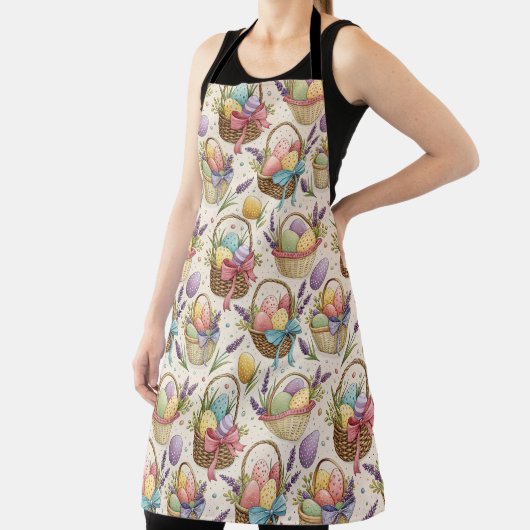 Wicker Basket Easter Eggs with Lavender Schort (Insitu)