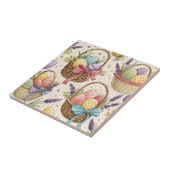 Wicker Basket Easter Eggs with Lavender Tegeltje (Zijkant)