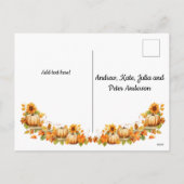 Wicker Basket met pompoenen - Welkom Herfst Feestdagenkaart (Achterkant)