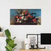 Wicker Basket of Flowers Poster (Thuiskantoor)