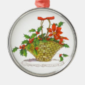 Wicker Basket of Poinsettias Metalen Ornament (Voorkant)