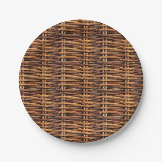 Wicker Basket Patroon Papieren Bordje (Voorkant)