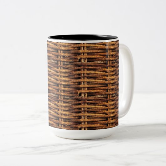 Wicker Basket Patroon Tweekleurige Koffiemok (Voorkant rechts)