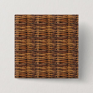 Wicker Basket Patroon Vierkante Button 5,1 Cm