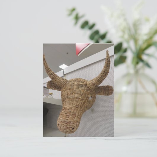 Wicker Koe Briefkaart (Staand voorkant)