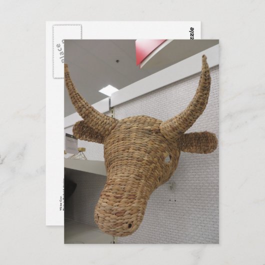 Wicker Koe Briefkaart (Voorkant / Achterkant)