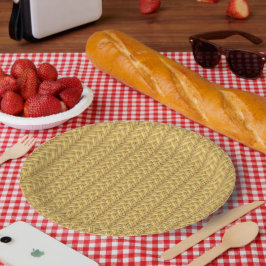 Wicker Mand Geflochten Naadloos Papieren Bordje