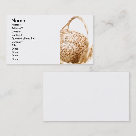 Wicker mandje op witte achtergrond visitekaartje (Voorkant / Achterkant)