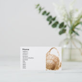 Wicker mandje op witte achtergrond visitekaartje (Staand voorkant)