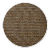 Wicker Rattan Boho Chocolate brown Keramische Knop (Voorkant)