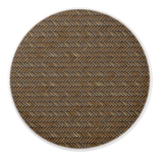 Wicker Rattan Boho Chocolate brown Keramische Knop (Voorkant)