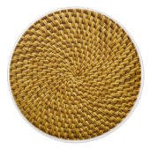 Wicker Rattan Boho Keramische Knop (Voorkant)