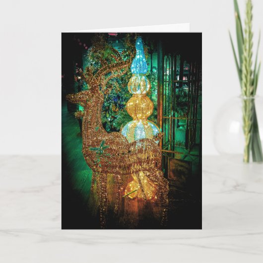 Wicker Reindeer Christmas Card Feestdagen Kaart (Voorkant)