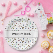 Wicket Cool Croquet Pun met de hand geïllustreerd  Papieren Bordje (Feest)