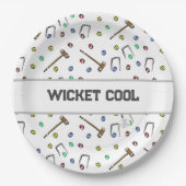 Wicket Cool Croquet Pun met de hand geïllustreerd  Papieren Bordje (Voorkant)