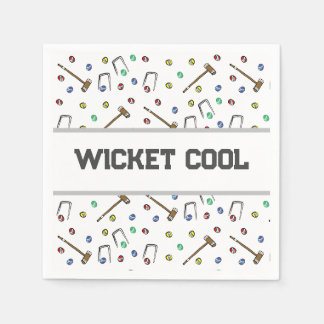 Wicket Cool Croquet Pun met de hand geïllustreerd Servet