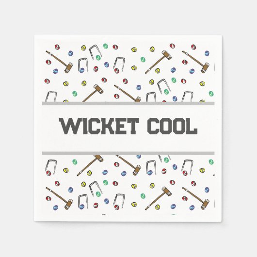 Wicket Cool Croquet Pun met de hand geïllustreerd  Servet (Voorkant)