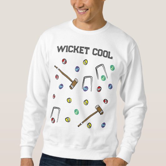Wicket Cool Whimsical Hand-geïllustreerd Croquet Trui (Voorkant)