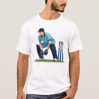 Wicket-Keeper in actie Cricket Ball vangen T-shirt