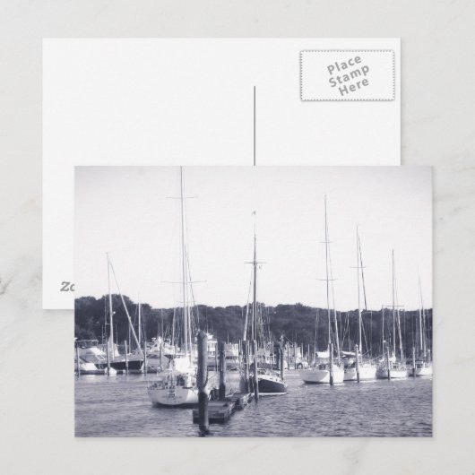 Wickford Harbour Rhode Island BW Post-kaartdruk Briefkaart (Voorkant / Achterkant)