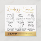 Wickless Candle Gold Script Logo Lux Care Card Vierkante Visitekaartje (Voorkant)