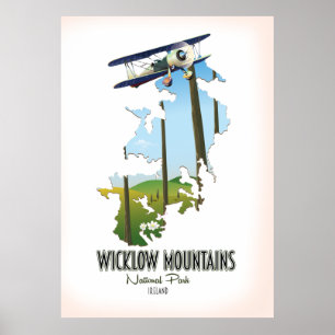 Wicklow Mountains National Park Ierland kaart Poster
