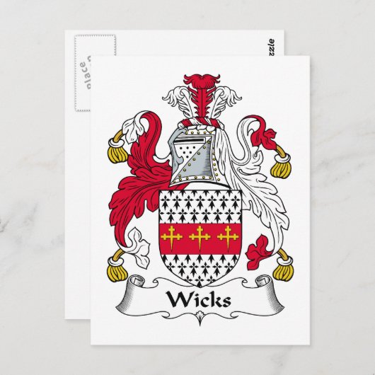 Wicks Family Crest Briefkaart (Voorkant / Achterkant)