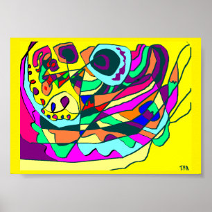 Wicky maf ontwerp poster kunst op gele achtergrond