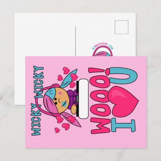 Wicky Woo I Love You Valentijnsdag Briefkaart (Voorkant / Achterkant)