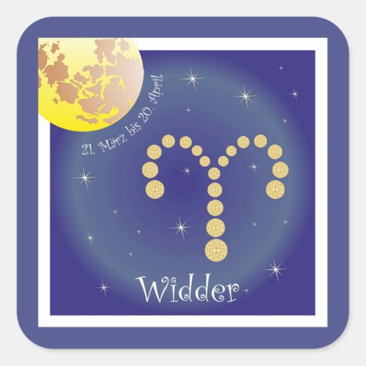Widder 21. März bis 20. April Aufkleber Vierkante Sticker (Voorkant)