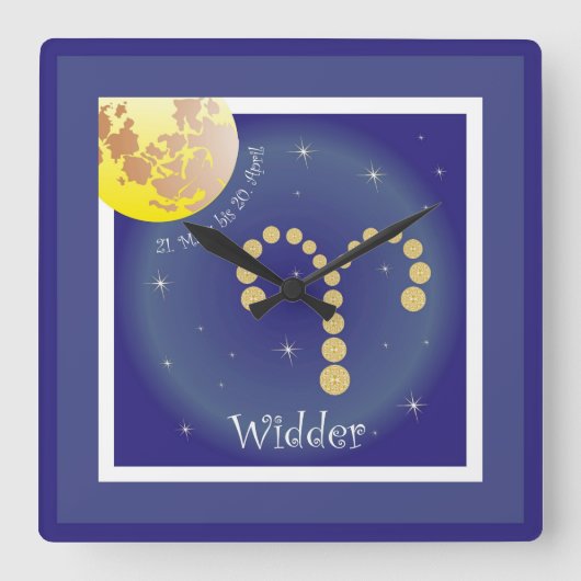 Widder 21. März bis 20. April Uhr Vierkante Klok (Voorkant)