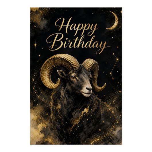 Widder Happy Birthday Sternzeichen Design Perfect Poster (Voorkant)