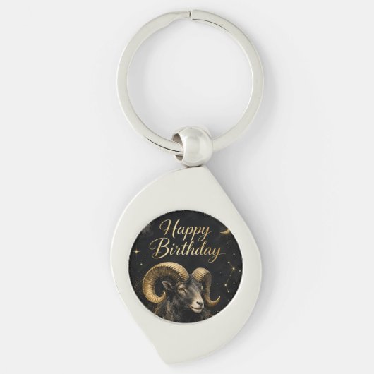 Widder Happy Birthday Sternzeichen Design Sleutelhanger (Voorkant)