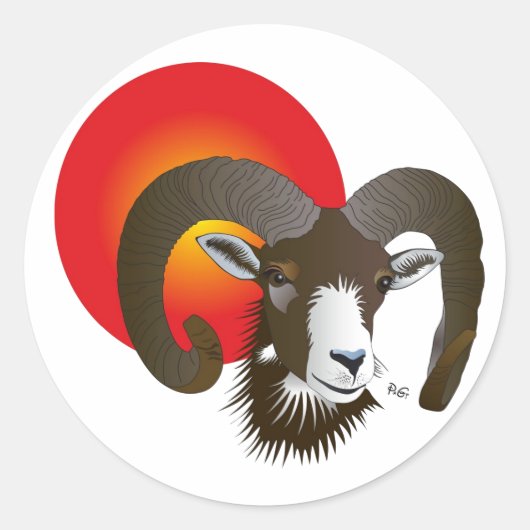 Widder - Tierkreiszeichen Aufkleber Ronde Sticker (Voorkant)