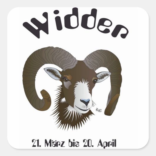 Widder - Tierkreiszeichen Aufkleber Vierkante Sticker (Voorkant)